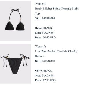 Abercrombie Black Beaded Tie Bikini Set